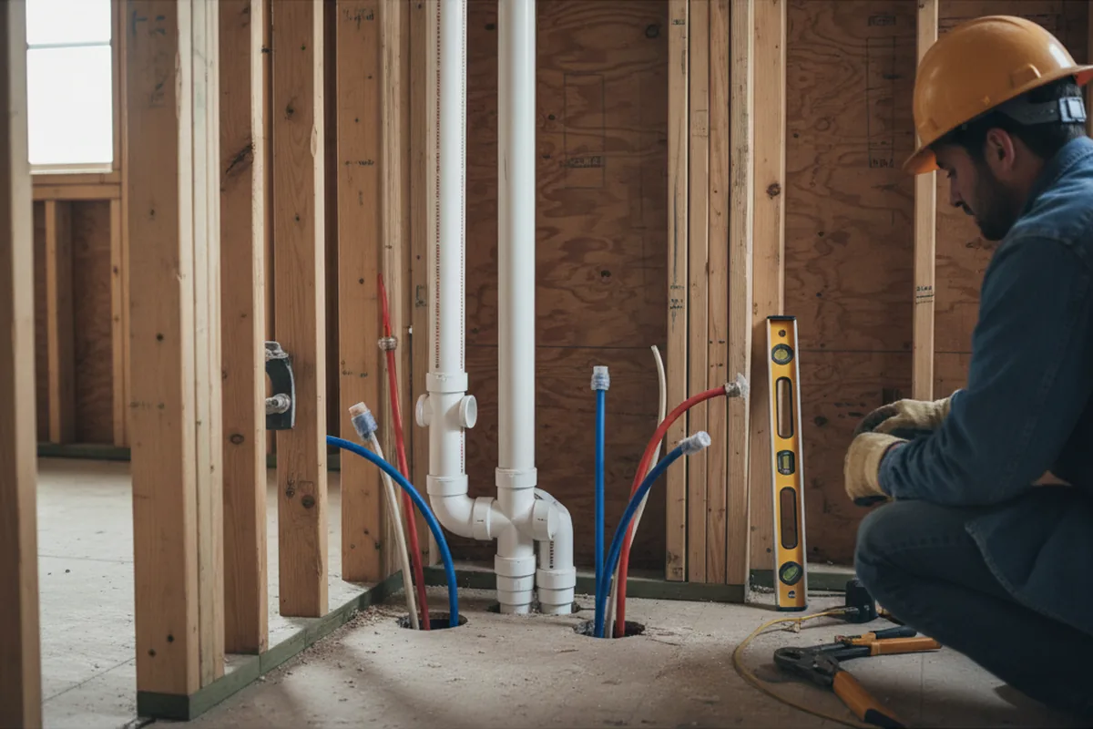 Drain and supply rough-in during Garbage Disposal Repair in Southside